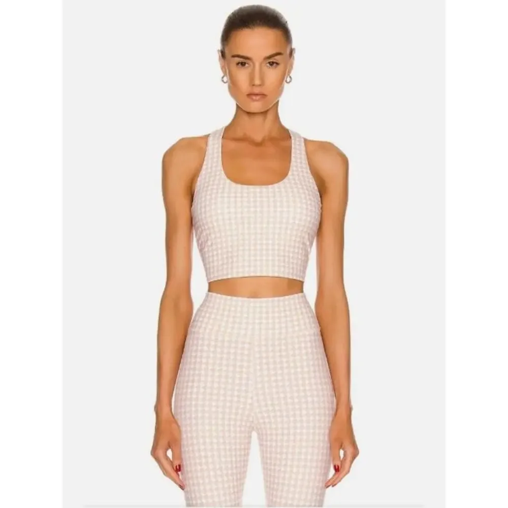 NWT Anthropologie The Upside Houndstooth Margot Crop Top / Sports Bra XXS